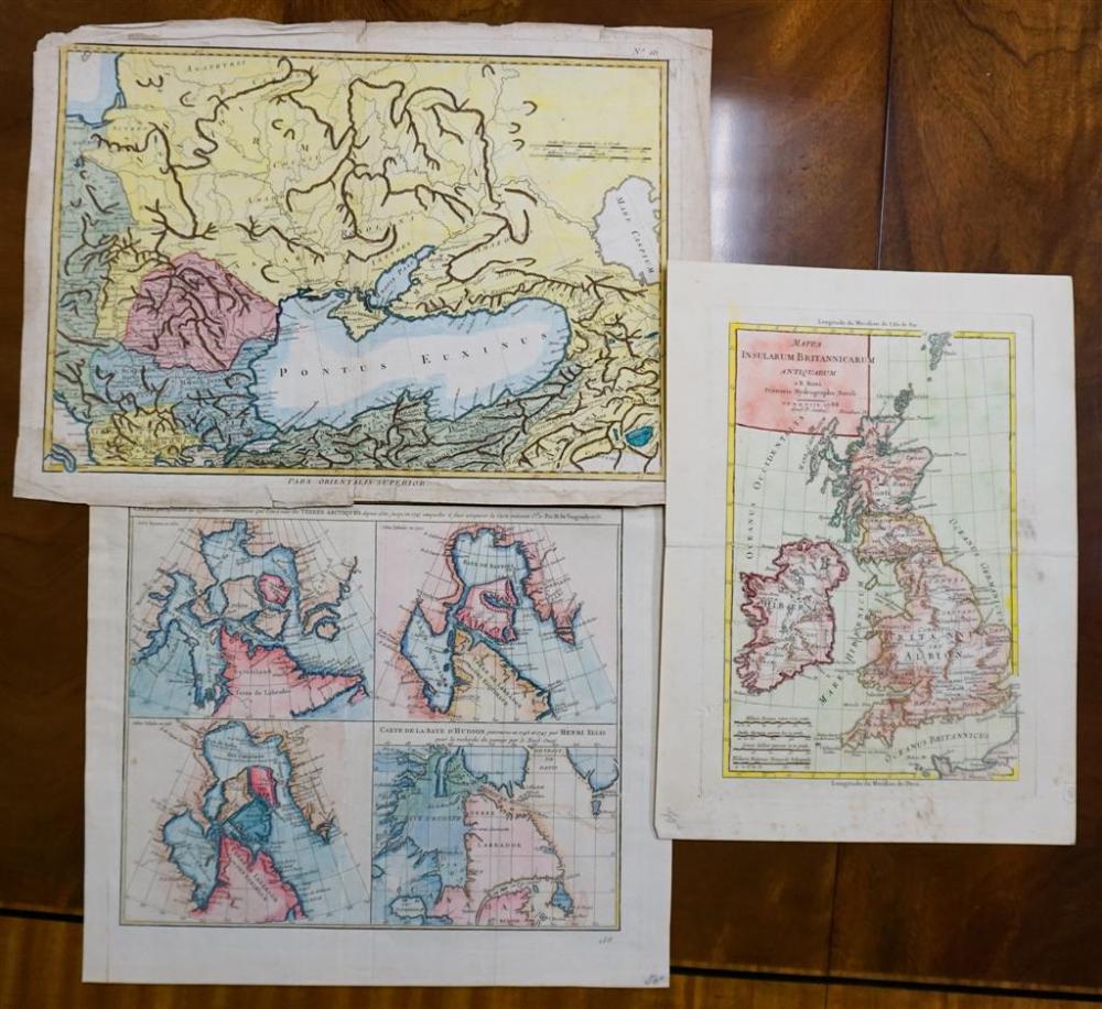 GROUP OF THREE COLORED MAP ENGRAVINGS;