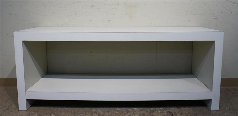 CREAM FORMICA TWO-TIER SOFA TABLE,