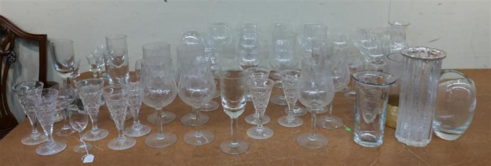 GROUP OF GLASS STEMWARE, BARWARE