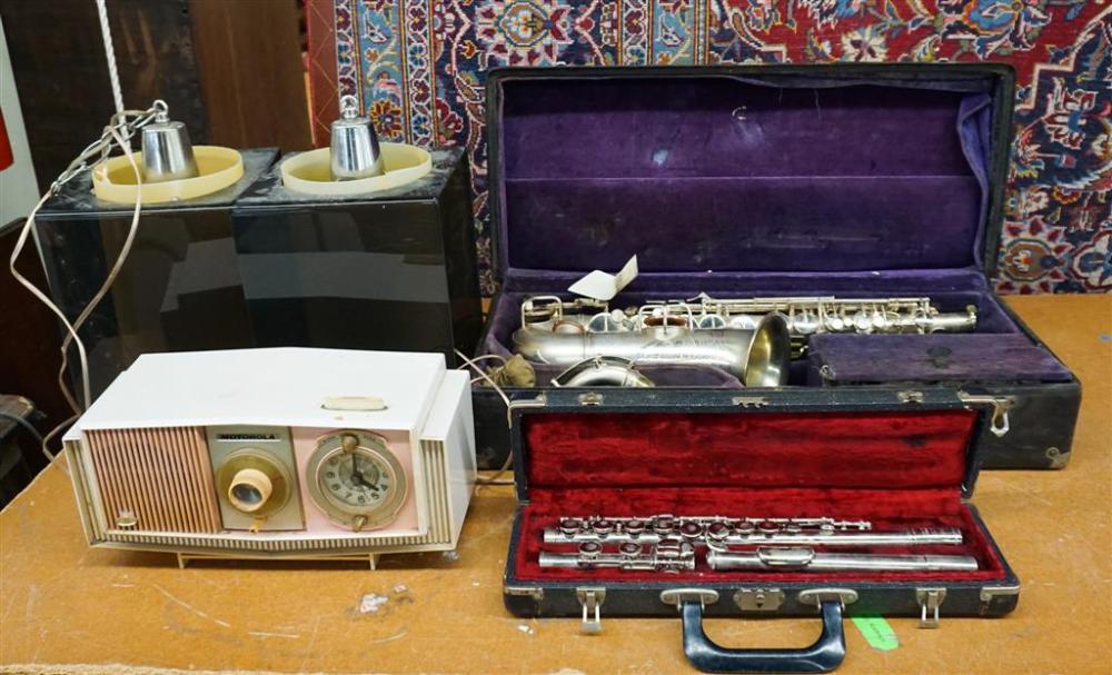 CONN SAXOPHONE, ENCASED, A BUNDY CLARINET,