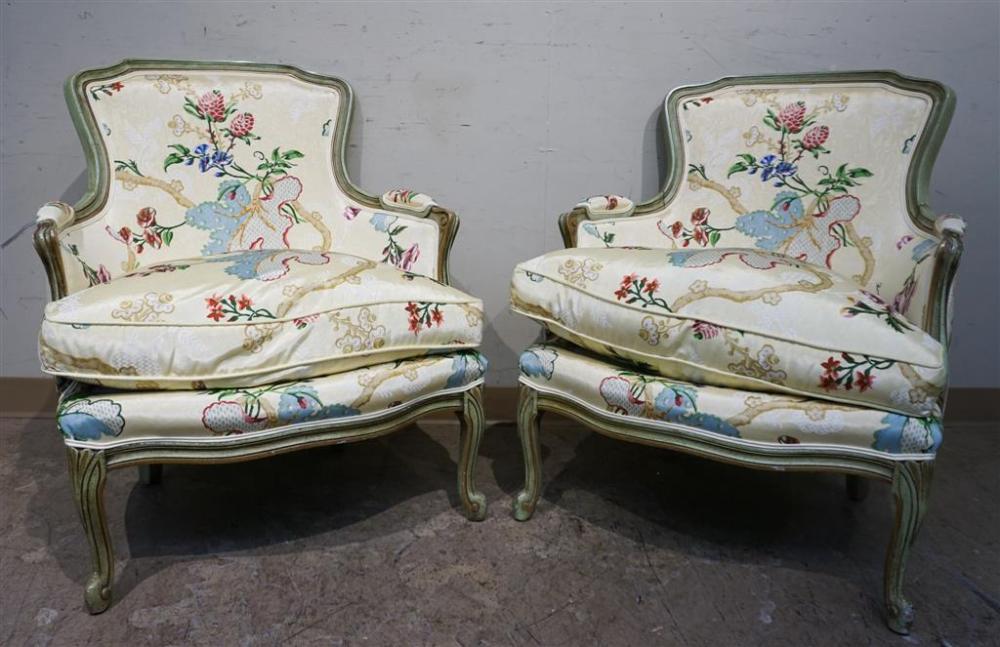 PAIR LOUIS XV STYLE GREEN PAINTED 328d95