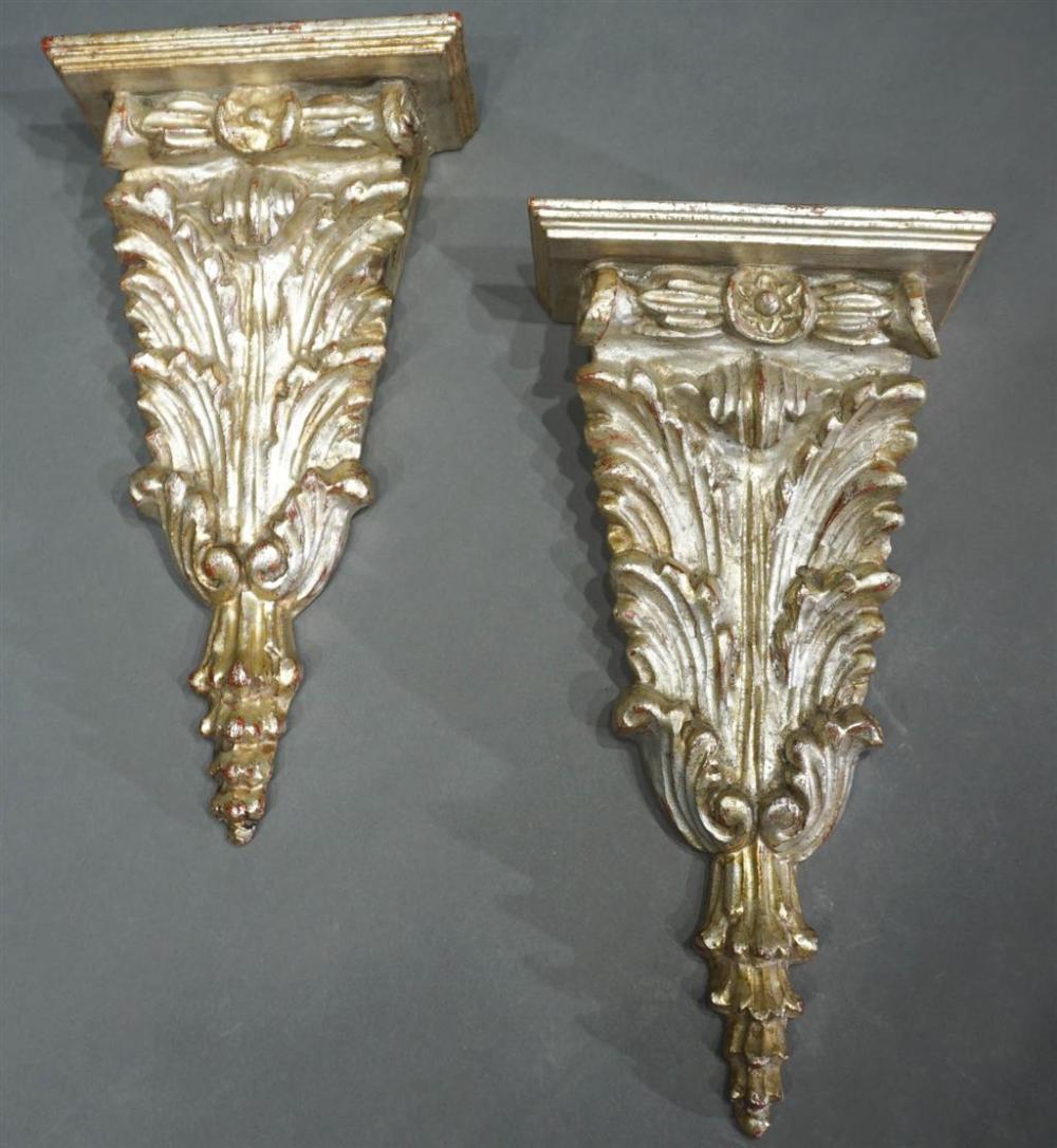 PAIR OF ITALIAN CARVED AND SILVERED