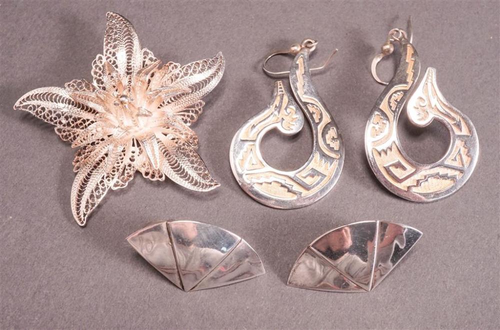 TWO PAIRS OF STERLING SILVER PIERCED