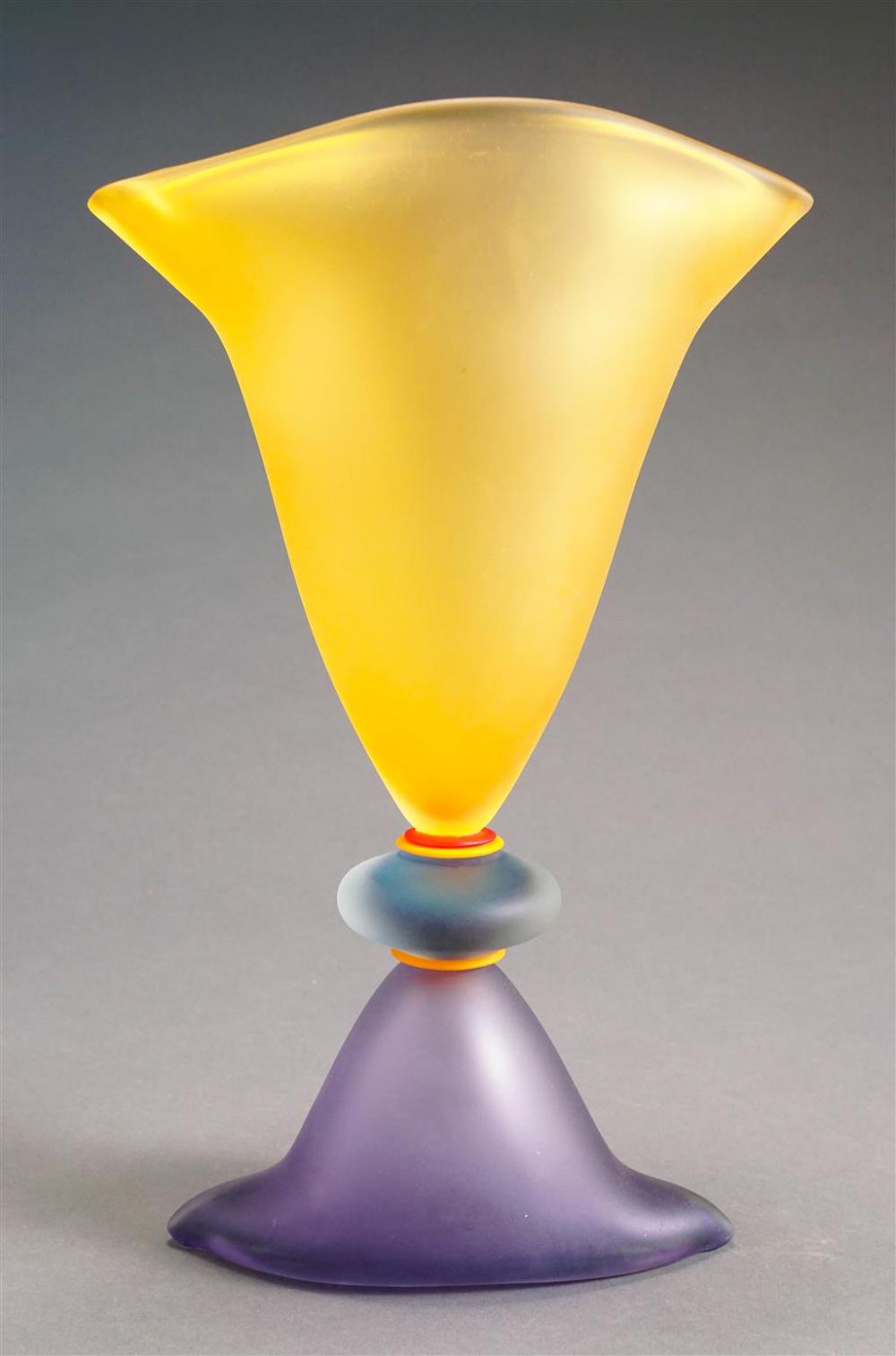 STEPHAN COX FROSTED ART GLASS VASE,