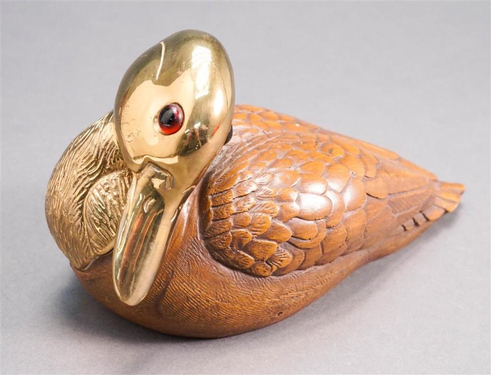 BRASS MOUNTED CERAMIC DUCK H 4 1 2  328ec6