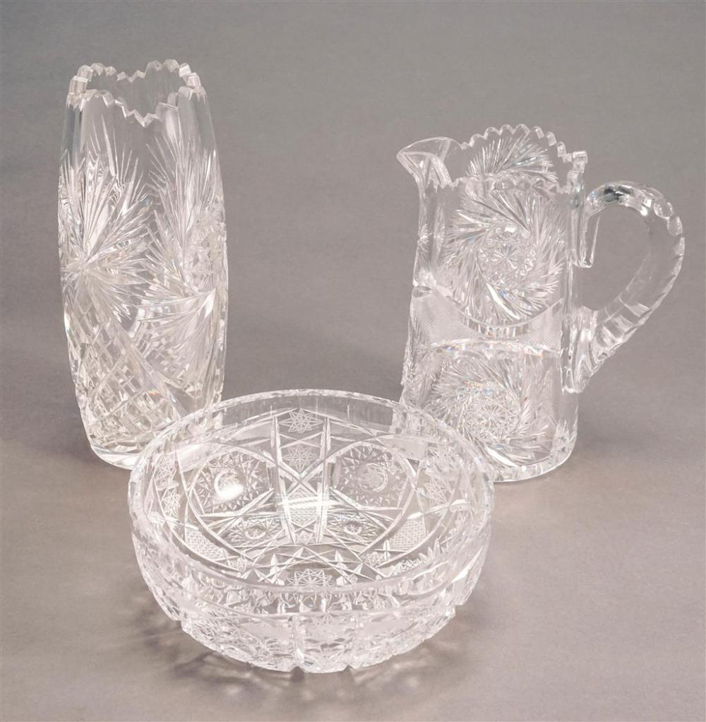 CUT CRYSTAL PITCHER VASE AND LIBBEY 328f17