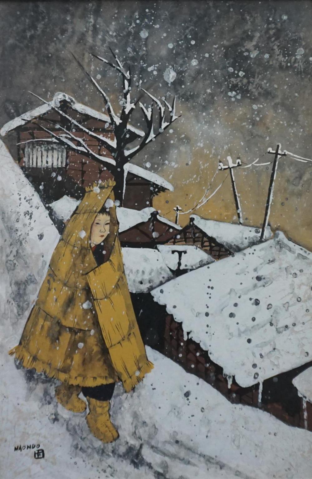 NAONDO FIGURE IN WINTER WATERCOLOR  328f28