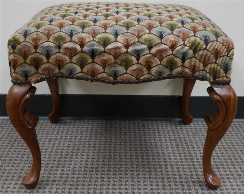 QUEEN ANNE STYLE WALNUT UPHOLSTERED