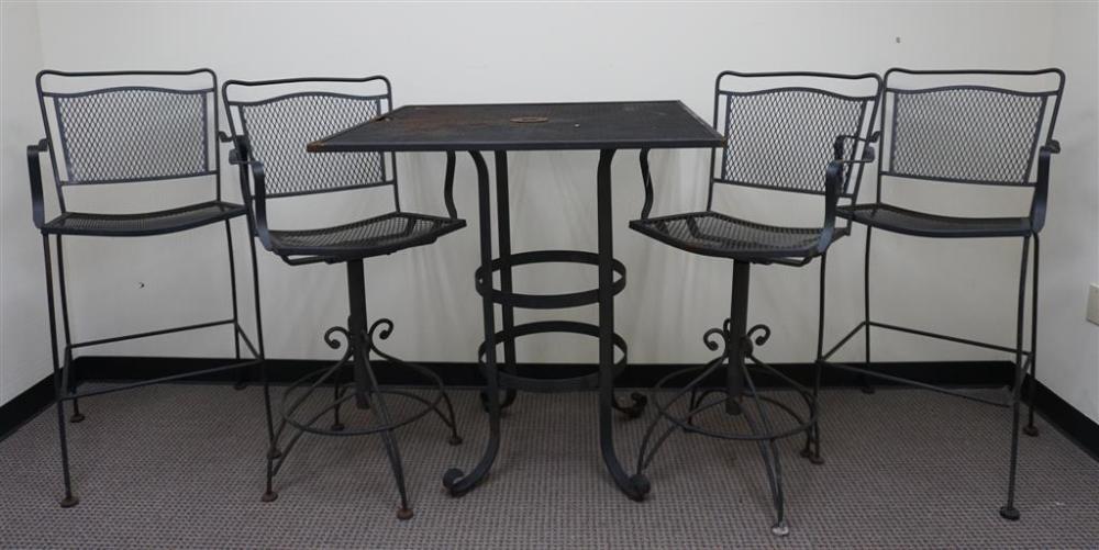 BLACK PAINTED WROUGHT IRON TABLE