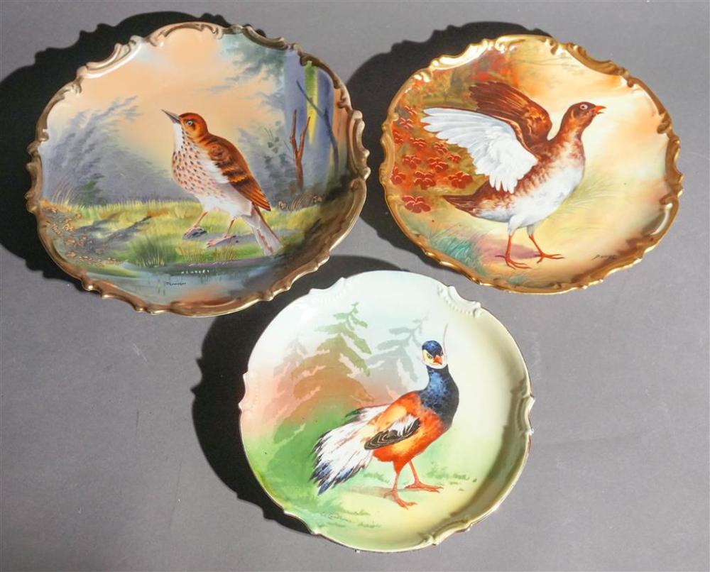 THREE LIMOGES CORONET GAME BIRD