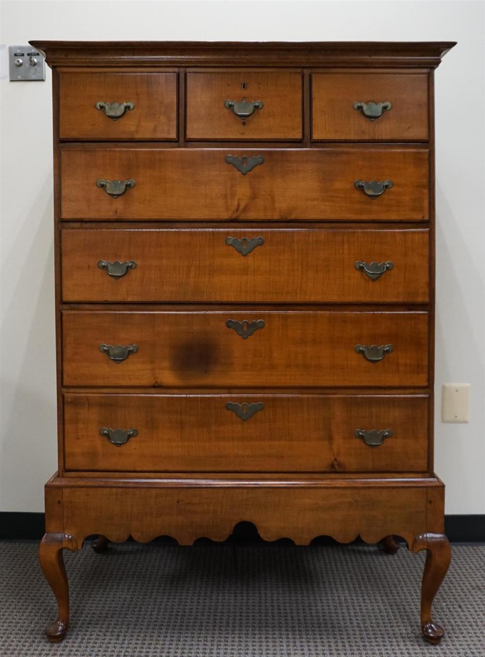 QUEEN ANNE STYLE MAPLE CHEST ON