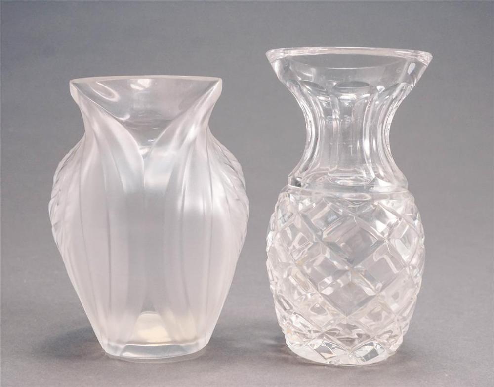 LALIQUE AND WATERFORD CRYSTAL VASES,