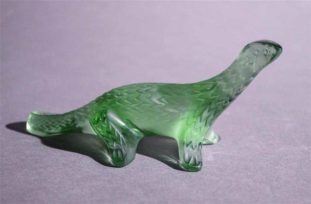 LALIQUE PALE GREEN GLASS DINOSAUR,