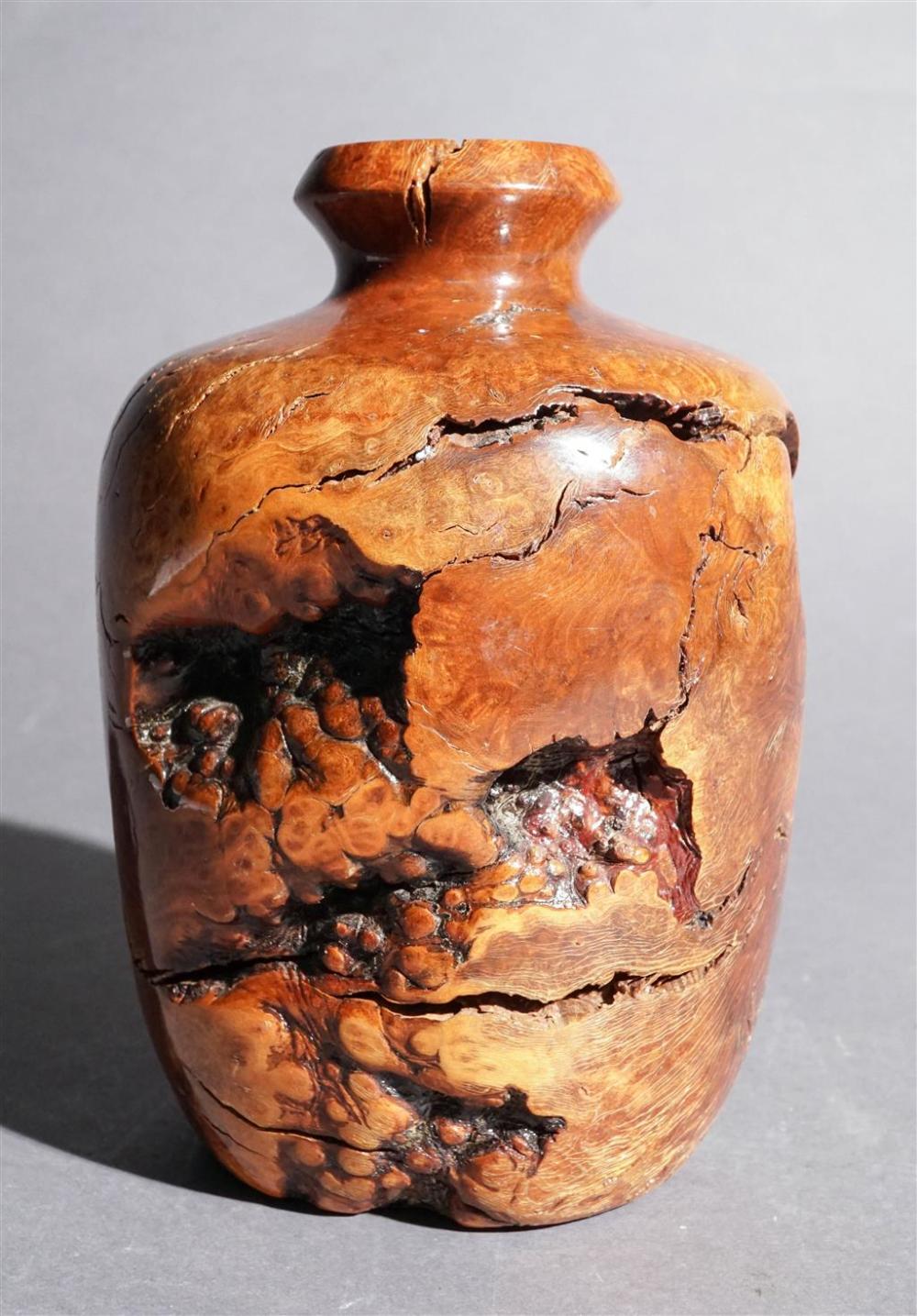 BURLWOOD VASE, H: 7-1/4 INBurlwood