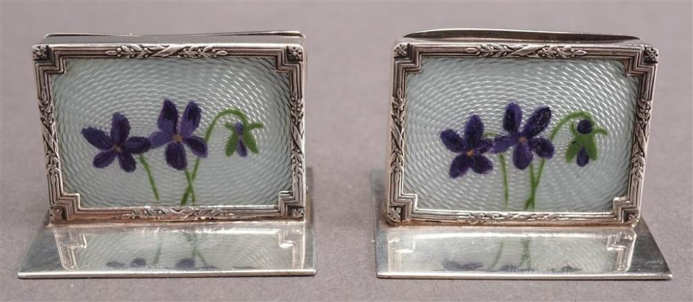 PAIR OF ENGLISH STERLING AND ENAMEL