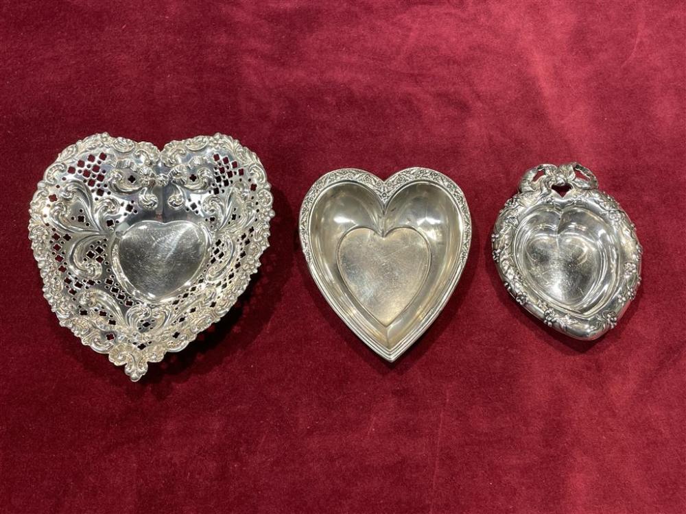 THREE STERLING SILVER HEART-SHAPED
