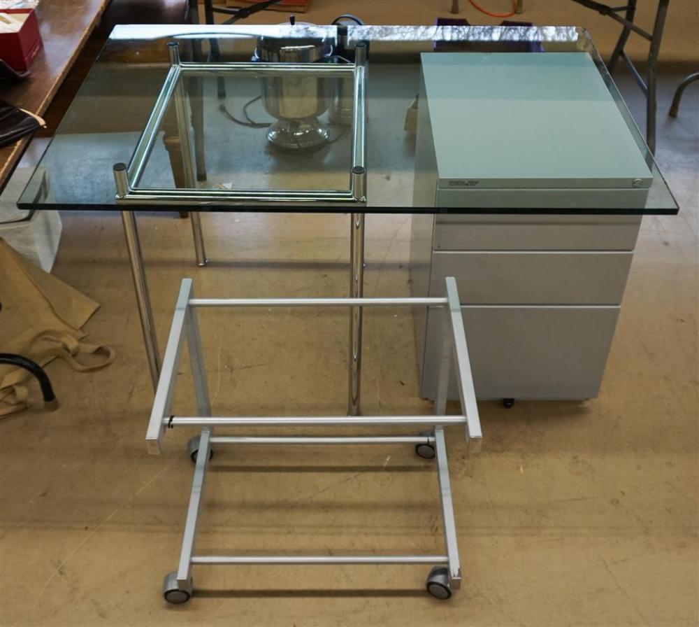 MODERN CHROME PLATED TUBULAR BASE DESK,