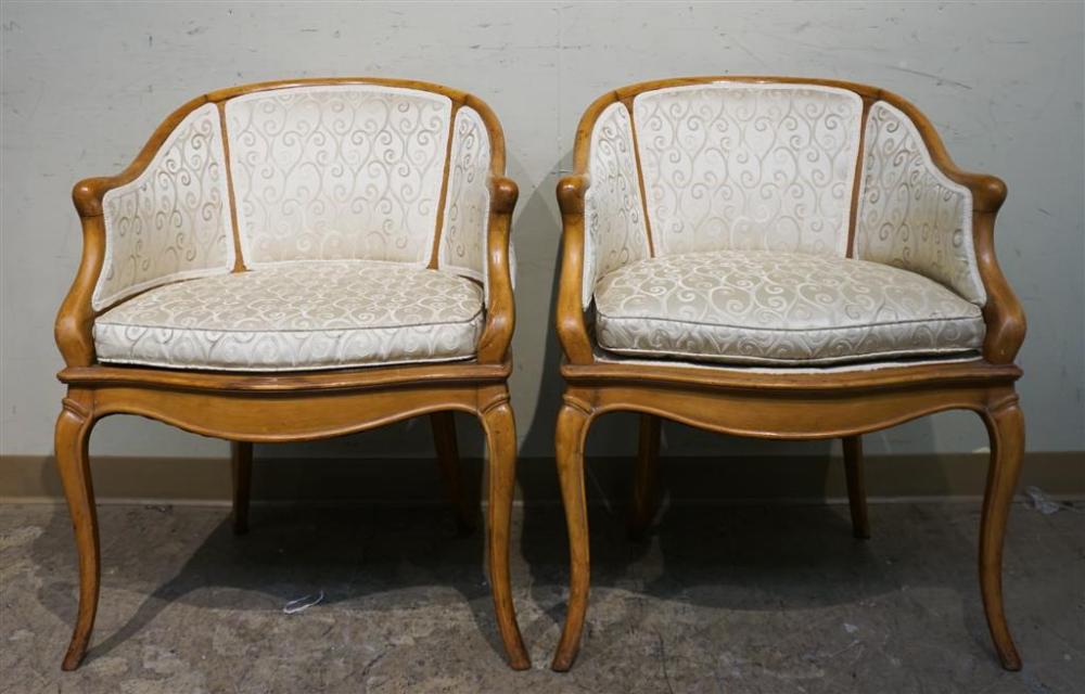 PAIR PROVINCIAL STYLE UPHOLSTERED