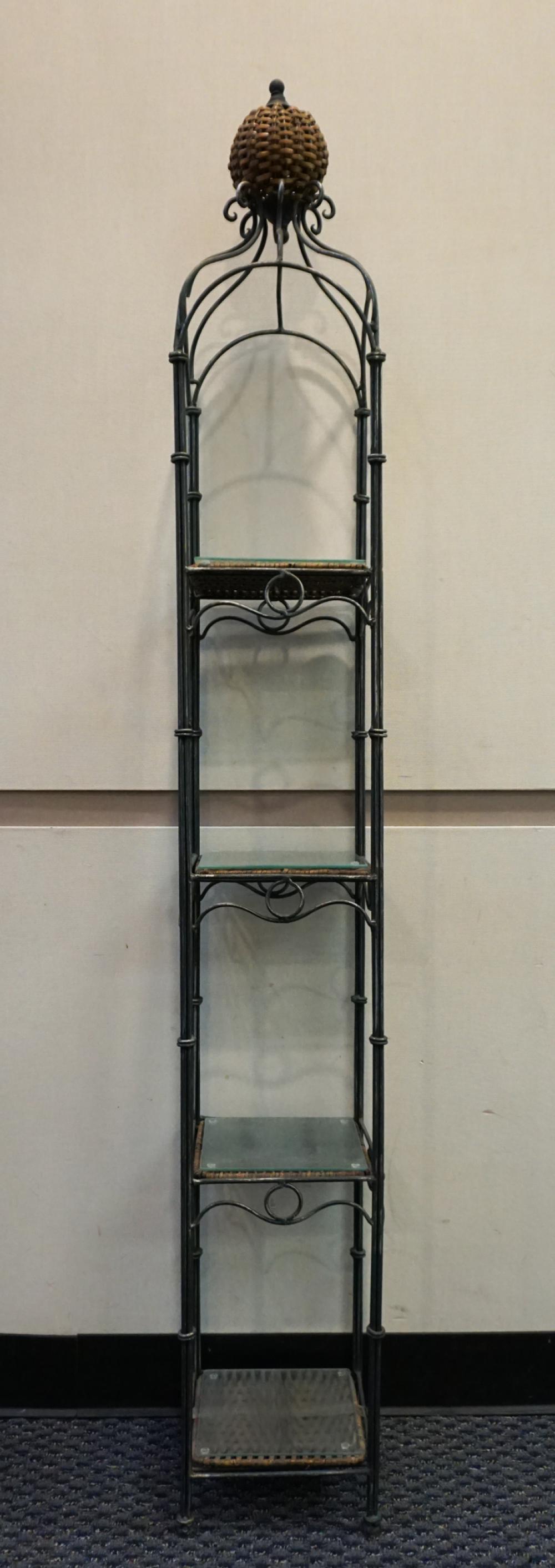 CONTEMPORARY PATINATED METAL ETAGERE,