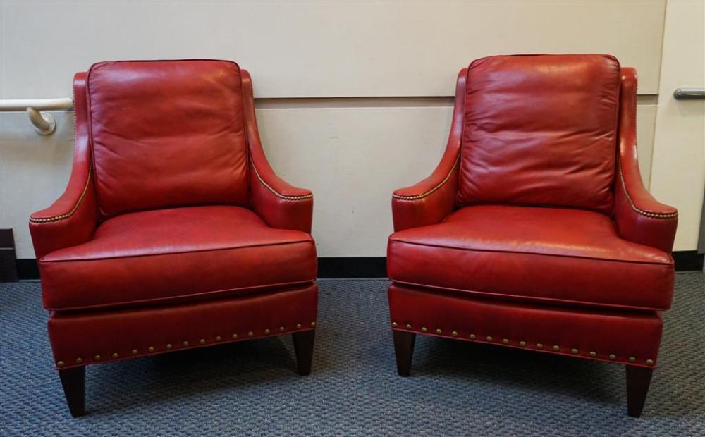 PAIR WHITTEMORE SHERRILL RED LEATHER 3290ea