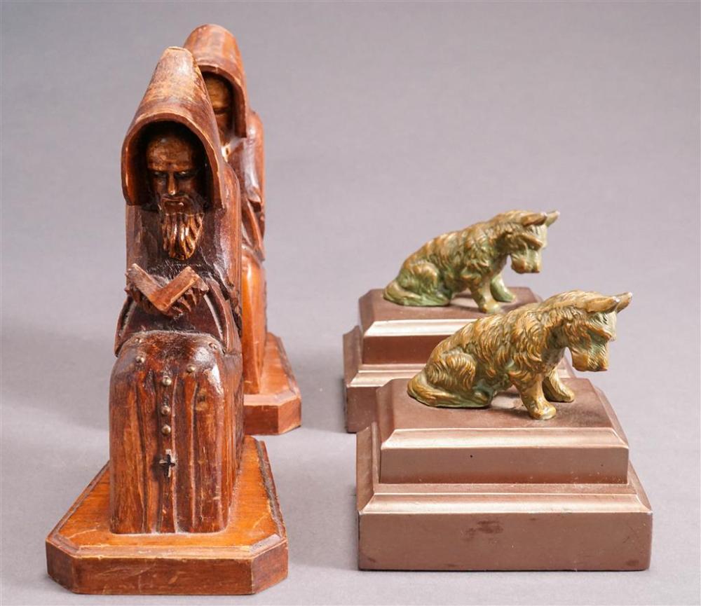 TWO PAIRS OF BOOKENDS: FRUITWOOD CARVING