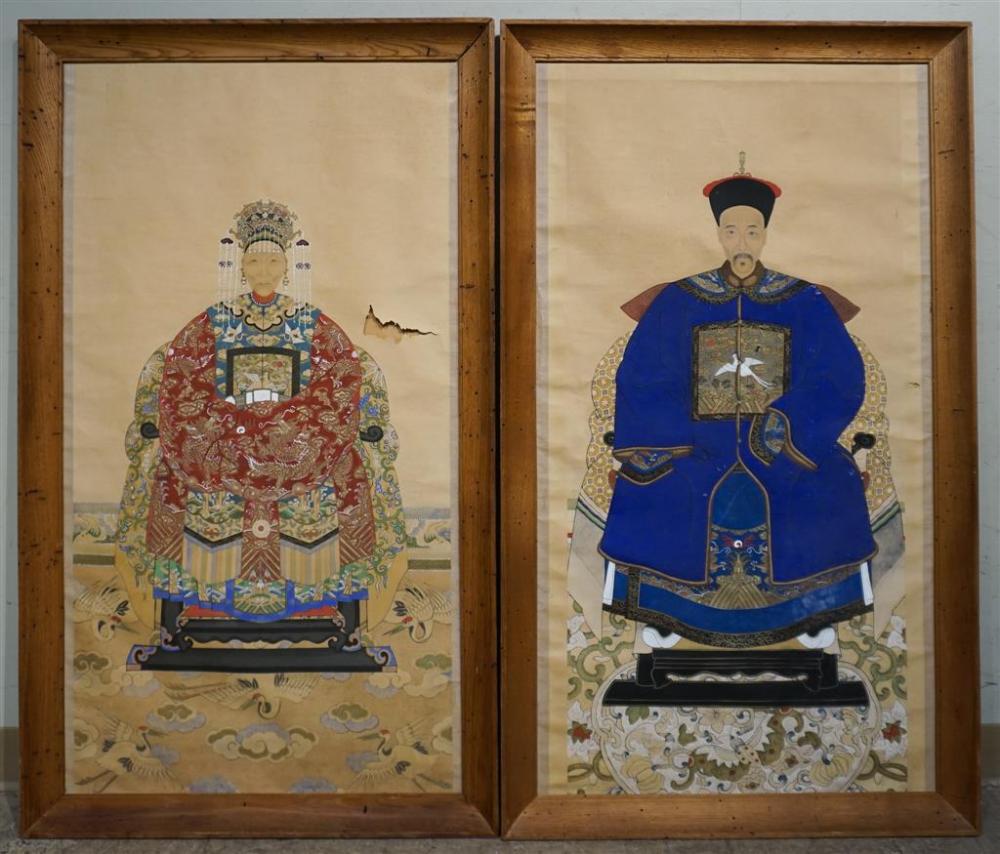 TWO CHINESE ANCESTRIAL PORTRAITS