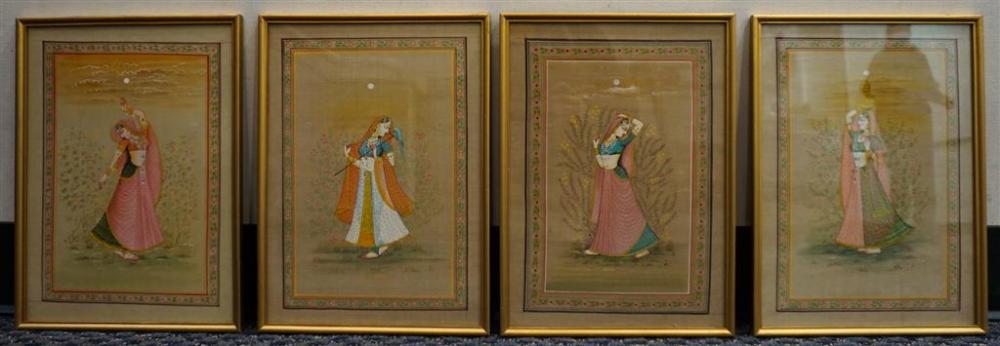 FOUR INDO-PERSIAN WATERCOLOR AND