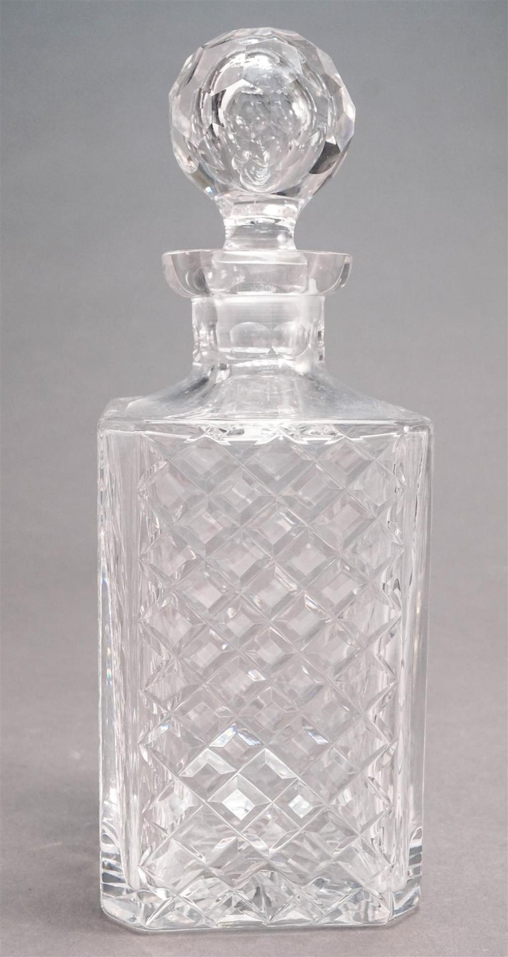 CUT CRYSTAL SQUARE DECANTER, SIGNED