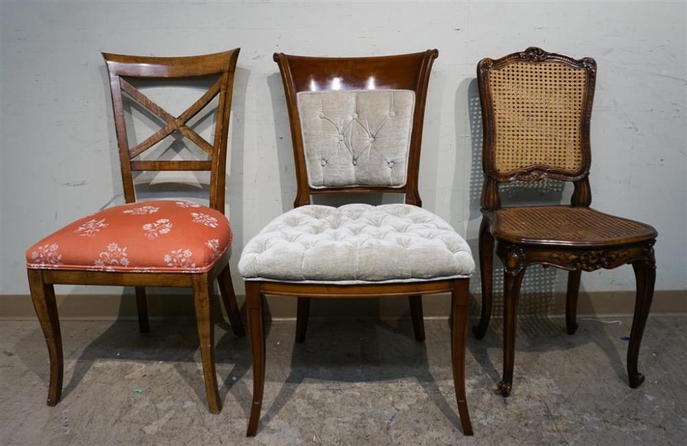 THREE ASSORTED FRUITWOOD SIDE CHAIRSThree 329136