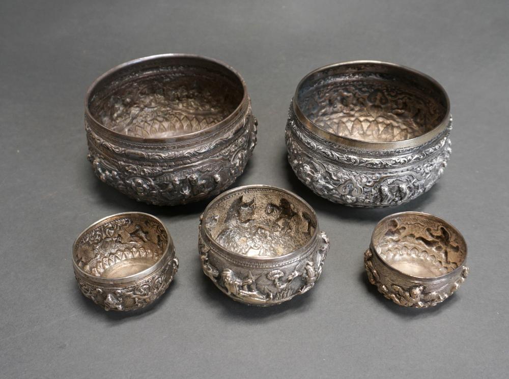 FIVE BURMESE OR SIAMESE REPOUSSE