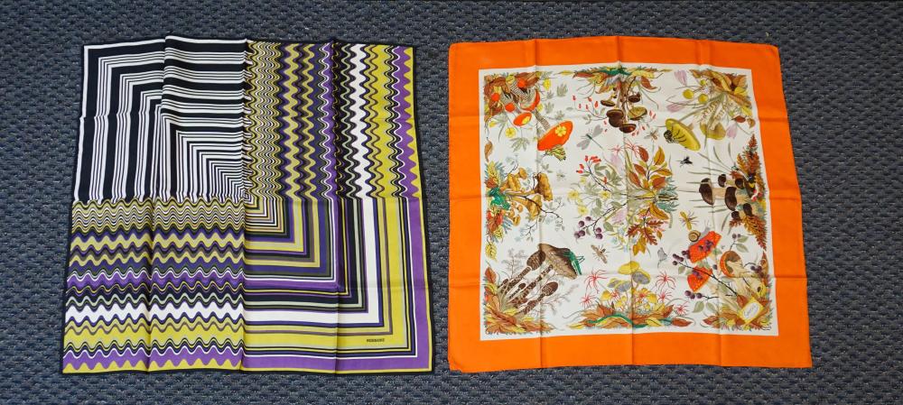 TWO DESIGNER SILK SCARVES EACH  32b88a