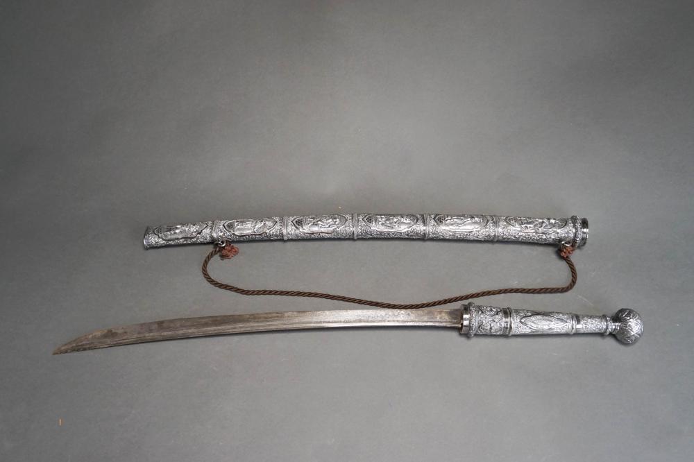 THAI OR BURMESE LONG SWORD IN SILVER