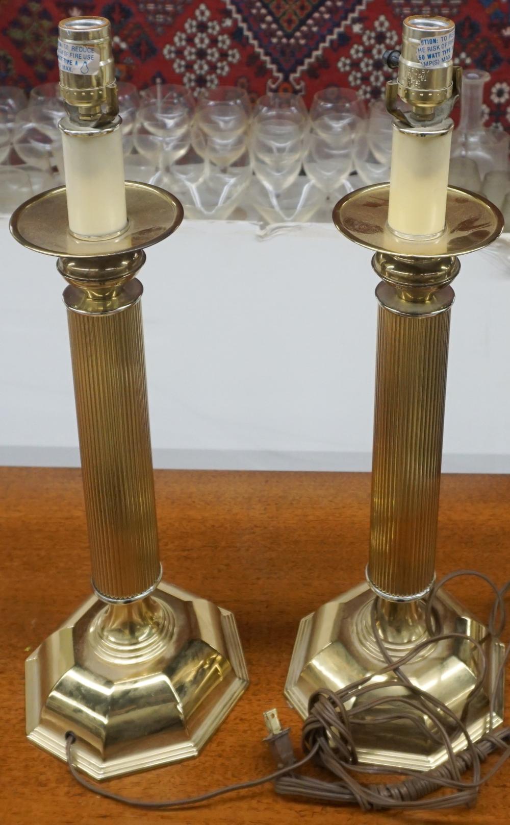 PAIR FEDERAL STYLE BRASS TABLE 32b8fe