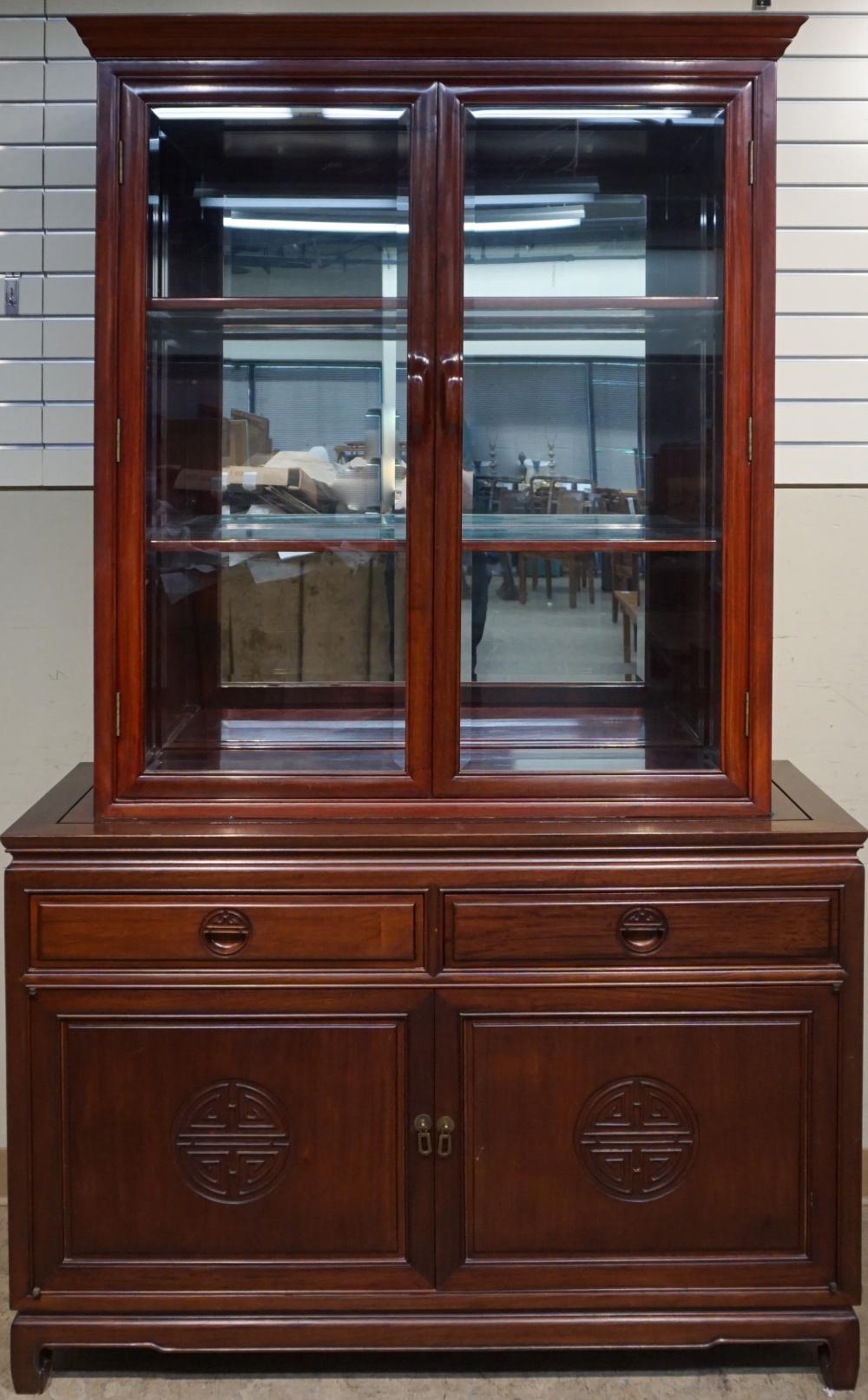 CHINESE TEAK TWO PART SIDE CABINET  32b989