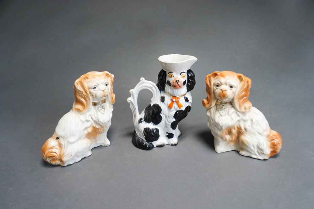 PAIR STAFFORDSHIRE CERAMIC SPANIEL 32b991