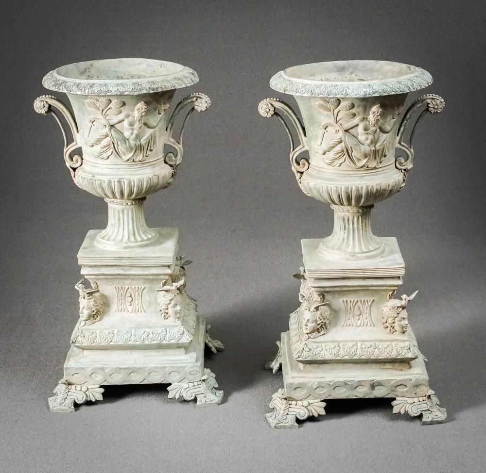 PAIR OF NEOCLASSICAL STYLE VERDIGRIS