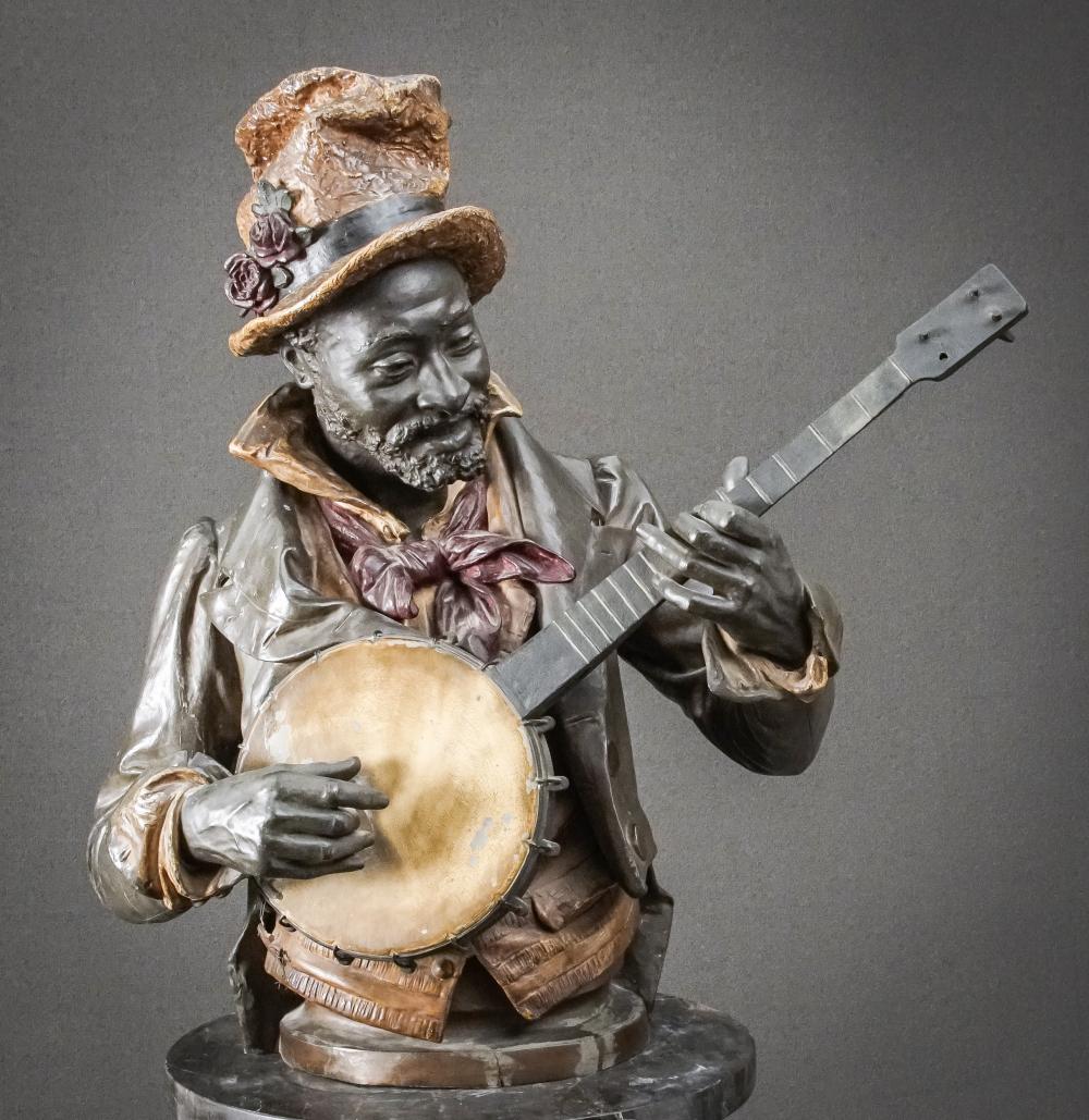 'THE MINSTREL' POLYCHROME PAINTED