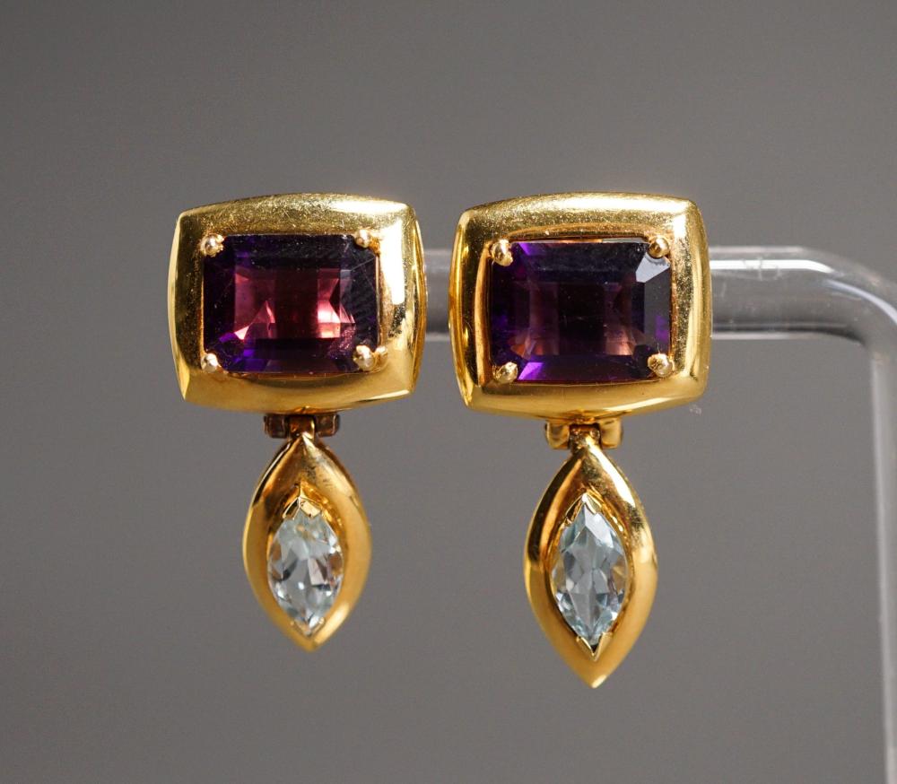 PAIR OF 14-KARAT YELLOW-GOLD, AMETHYST