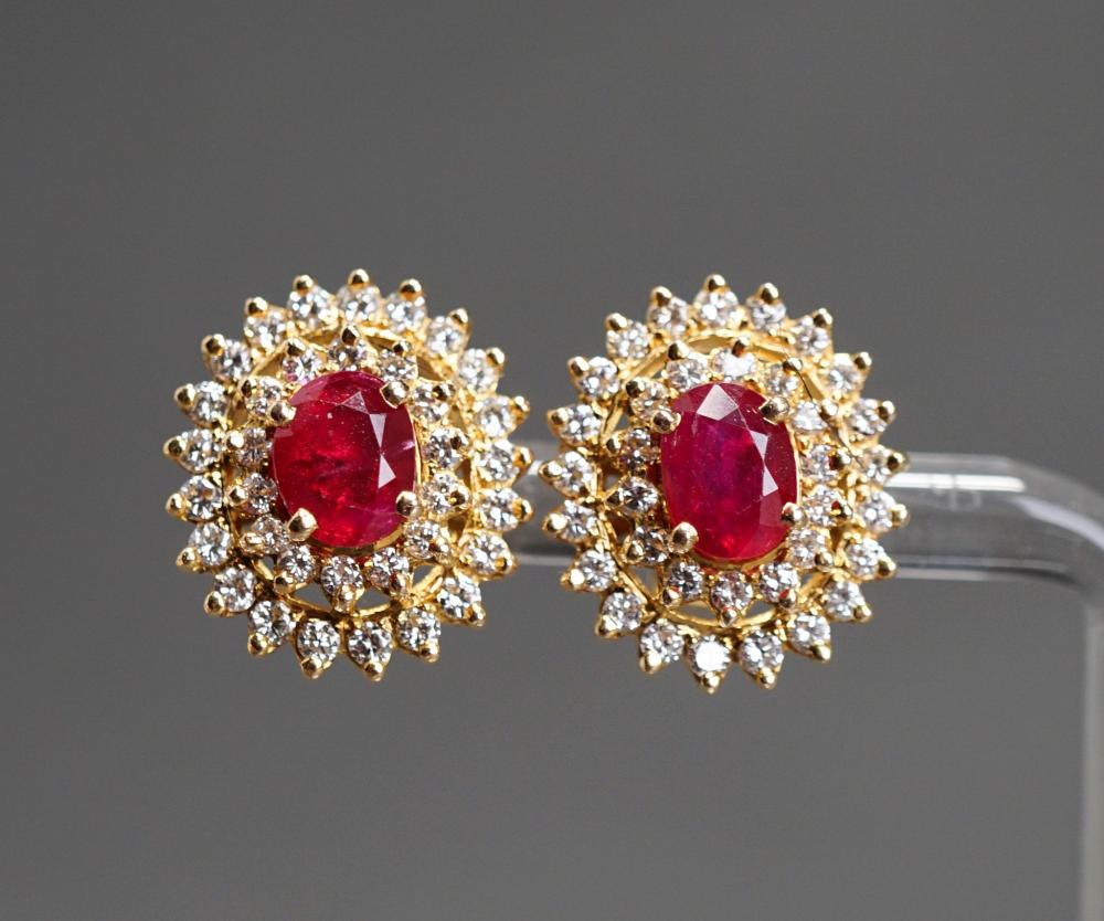 PAIR OF 18-KARAT YELLOW-GOLD, RUBY