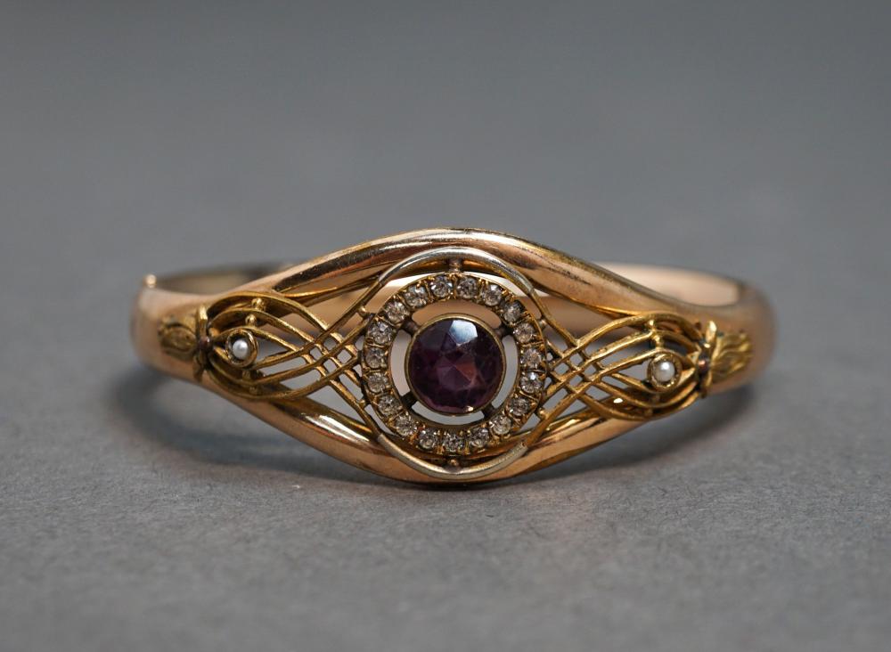 VICTORIAN GOLD FILLED AND AMETHYST