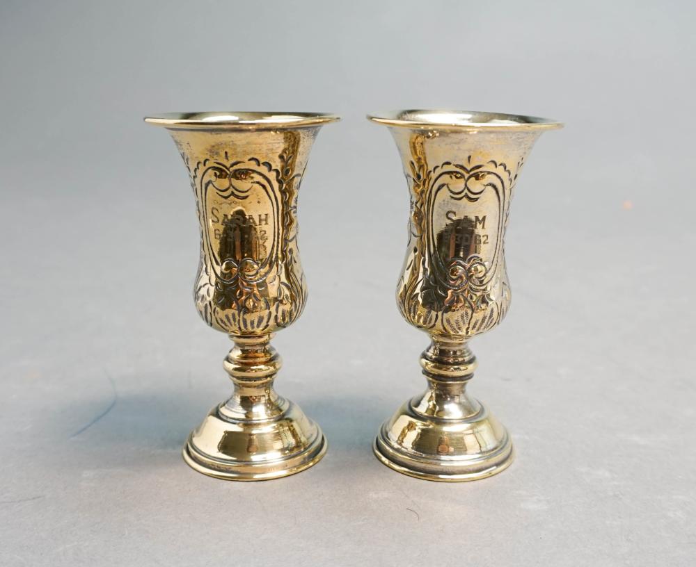 PAIR OF GILT STERLING SILVER JUDAICA