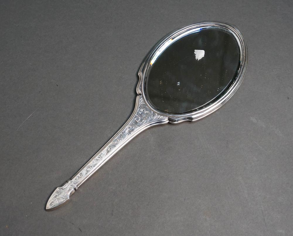 STERLING SILVER HAND MIRROR, INSCRIBED