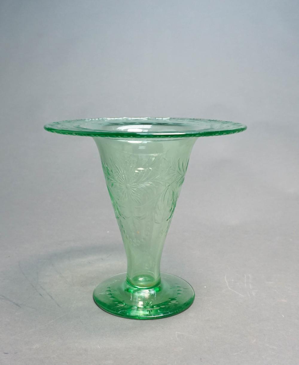 HAWKES PALE GREEN ETCHED AND CUT GLASS