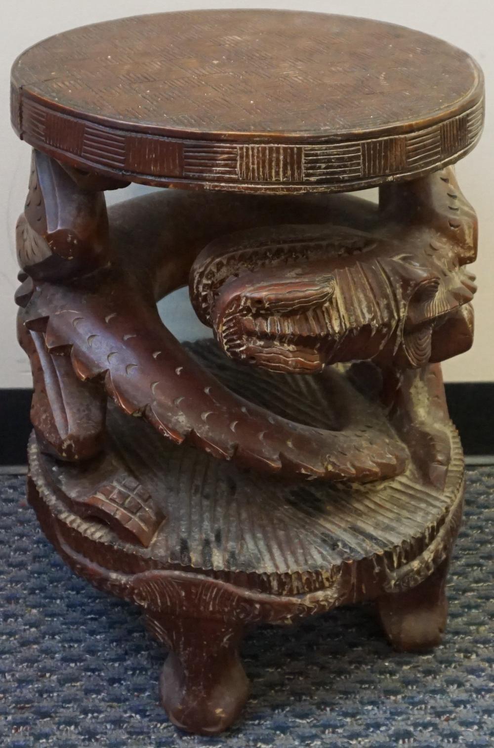 OCEANIC CARVED WOOD FIGURAL THRONE 32bb3b