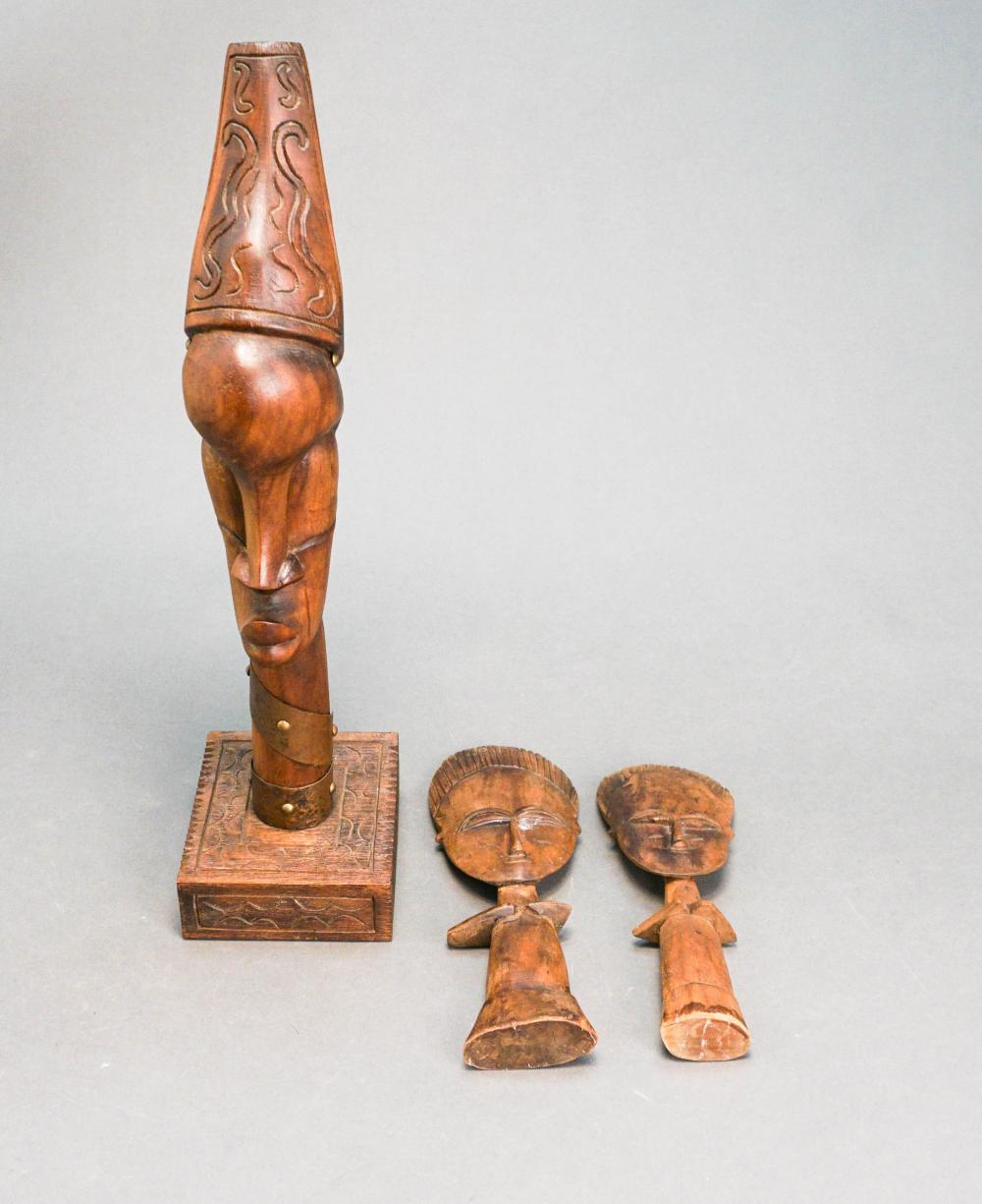 THREE AFRICAN CARVED WOOD EFFIGY