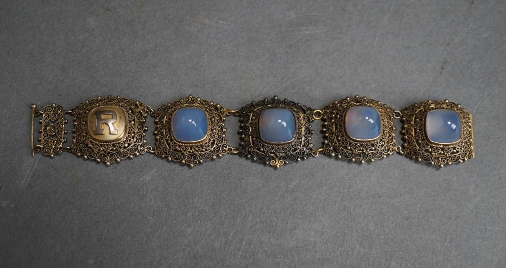 FILIGREE GILT SILVER AND CHALCEDONY