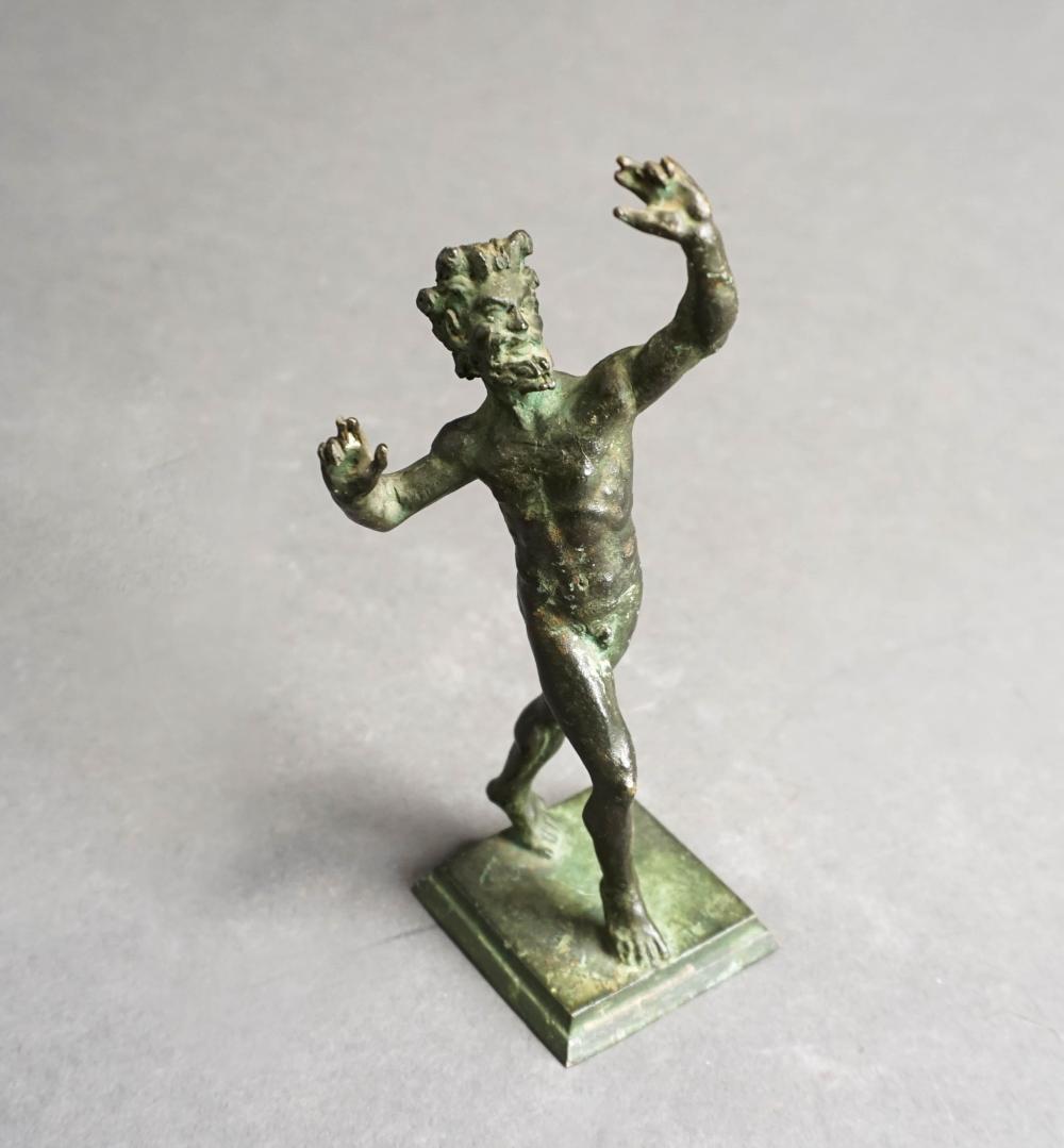 PATINATED BRONZE FIGURE OF A SATYR,