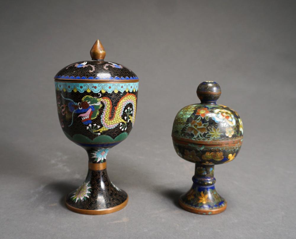 TWO CHINESE CLOISONNé COVERED