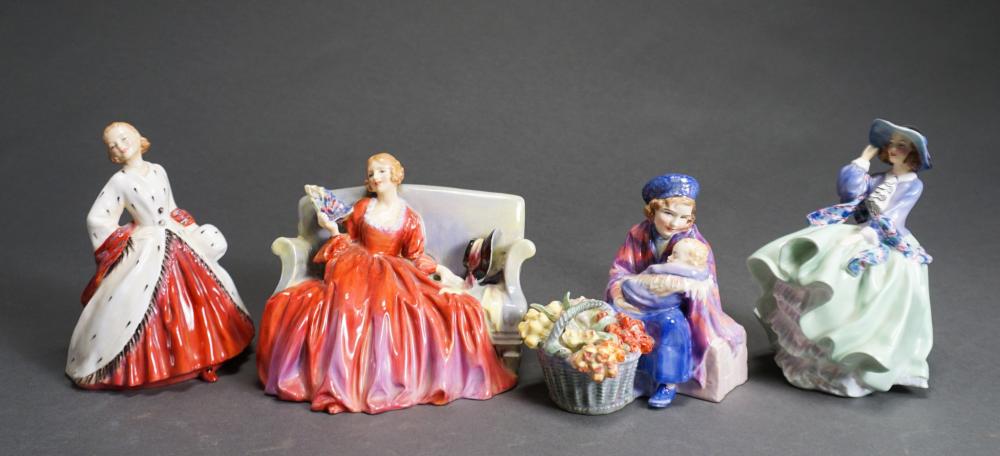 FOUR ROYAL DOULTON PORCELAIN FIGURINES,