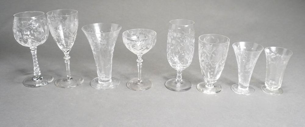 ASSEMBLED SET OF ETCHED GLASS STEMWAREAssembled 32bd20